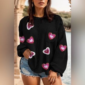 Double Take Sequin Round Neck Long Sleeve Sweatshirt main image 1
